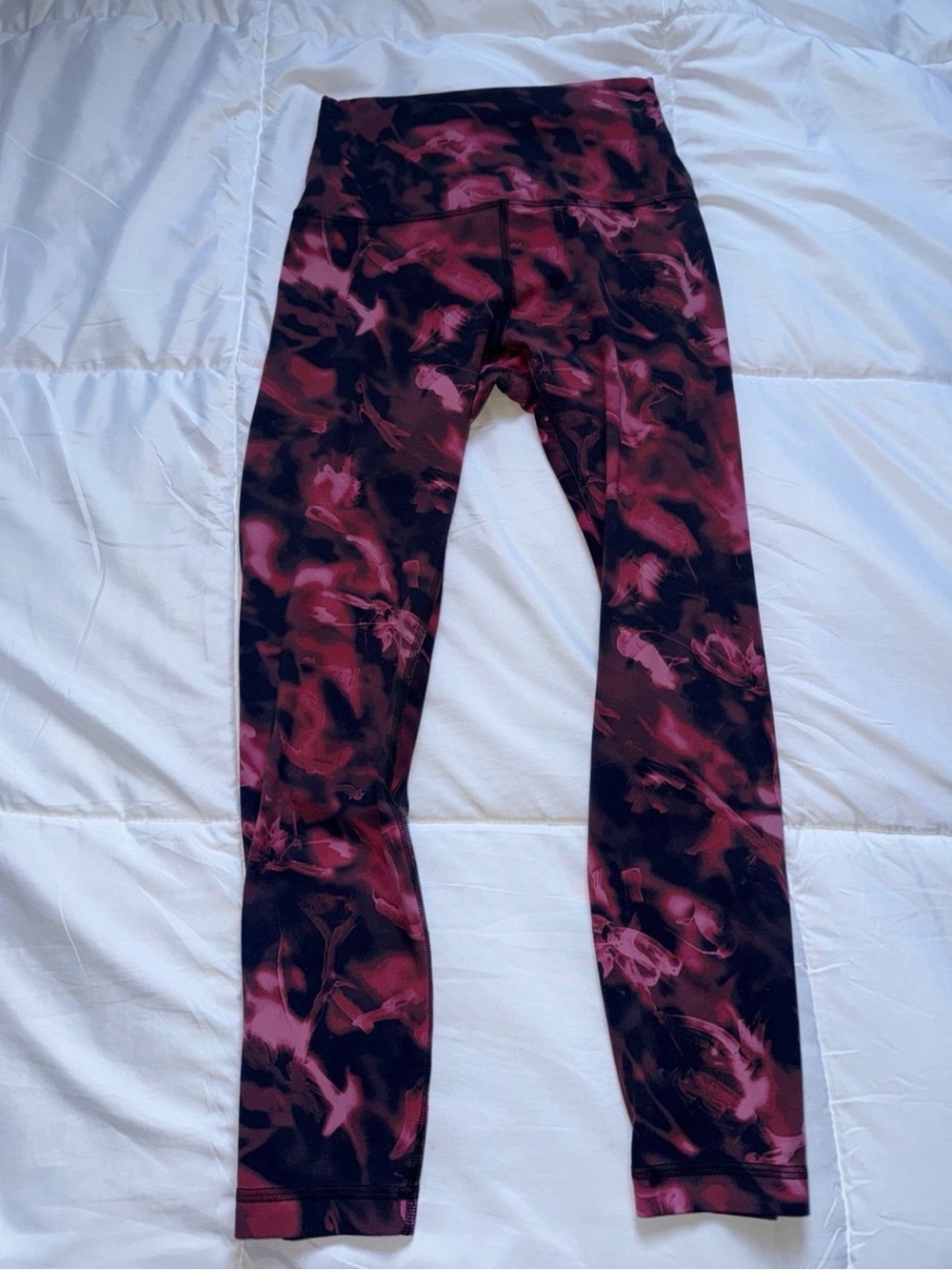 Girls' Maroon & Black Tie-Dye Leggings - Youth Athletic Fit